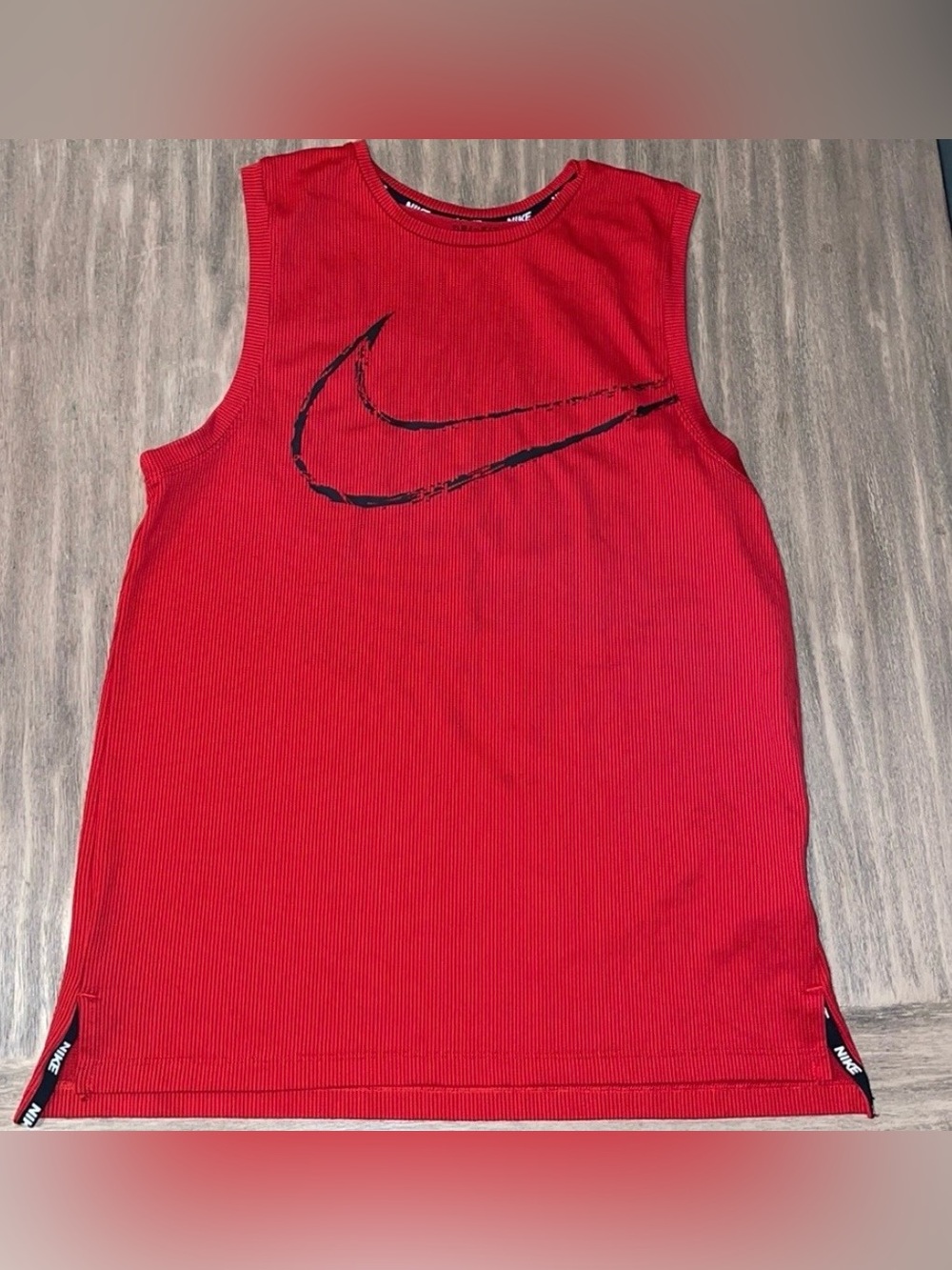 Nike Red Dri-FIT Athletic Tank with Black Logo